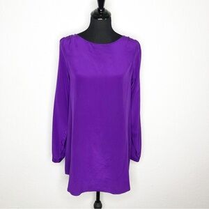 Nieves Lavi New York purple long sleeve silk dress size 4